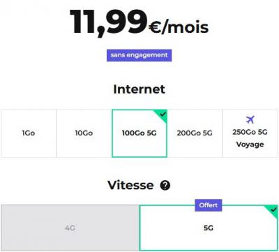 11.99€ 100G流量套餐 5G信号