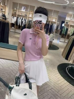 粉色短袖polo领高尔夫球衫
