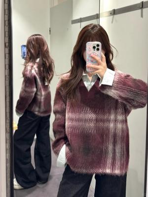 Checked 羊驼毛混纺毛衣
