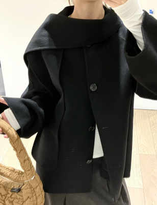 双面羊毛围巾大衣
