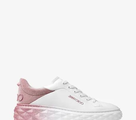JIMMY CHOO Diamond Maxi F II 白色玫瑰皮革运动鞋