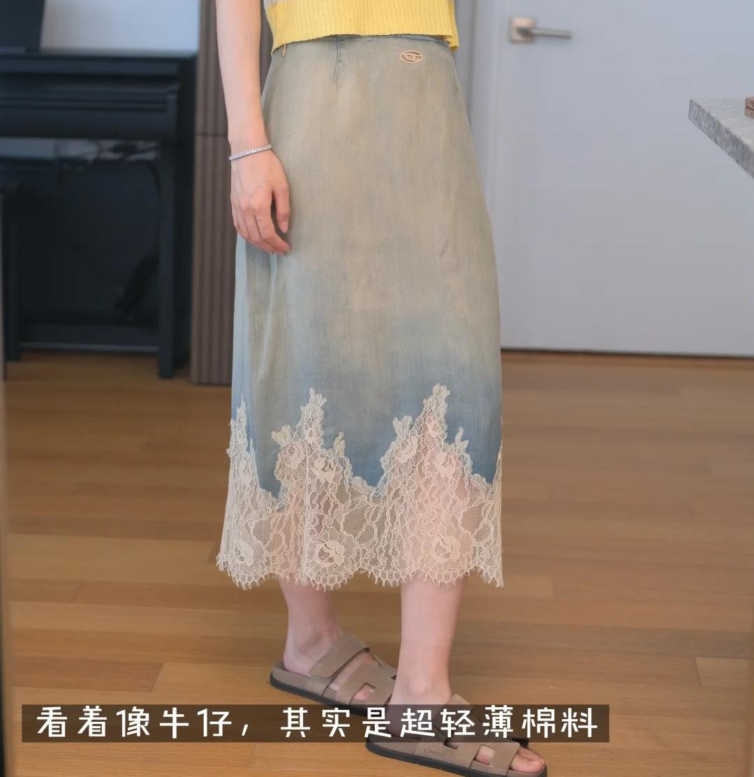 蕾丝牛仔半裙