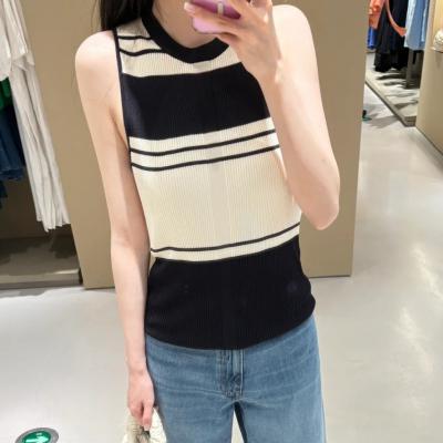 条纹针织背心