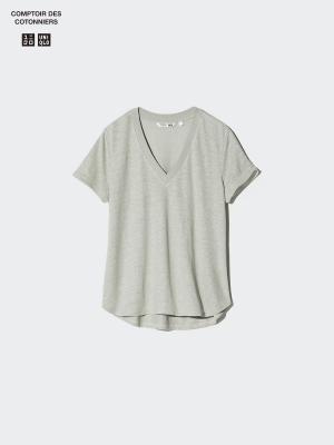 UNIQLO V领亚麻T恤 女款