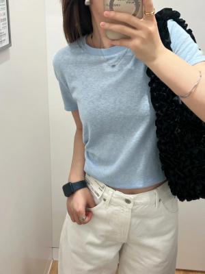UNIQLO 女款亚麻圆领T恤