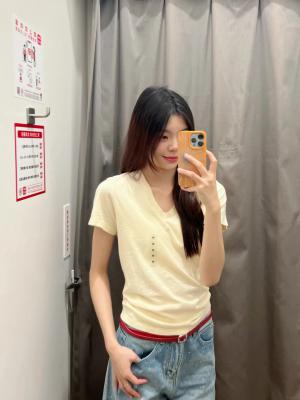 UNIQLO 女士V领亚麻T恤
