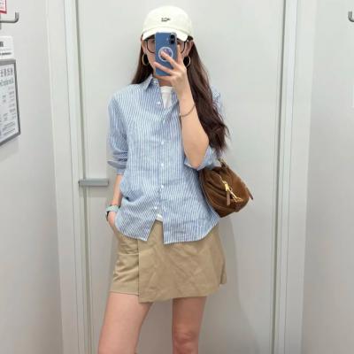 UNIQLO 女士条纹纯亚麻衬衫