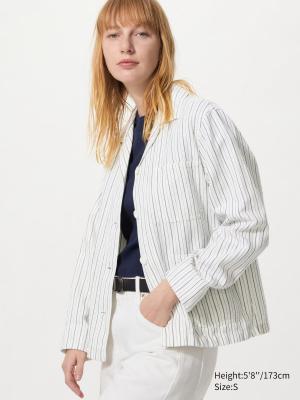 UNIQLO 女士条纹麻织连体衣