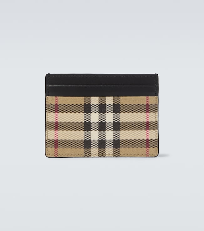 Burberry 格纹皮革饰边卡包