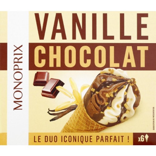 Monoprix Cônes Vanille & Chocolat 431g