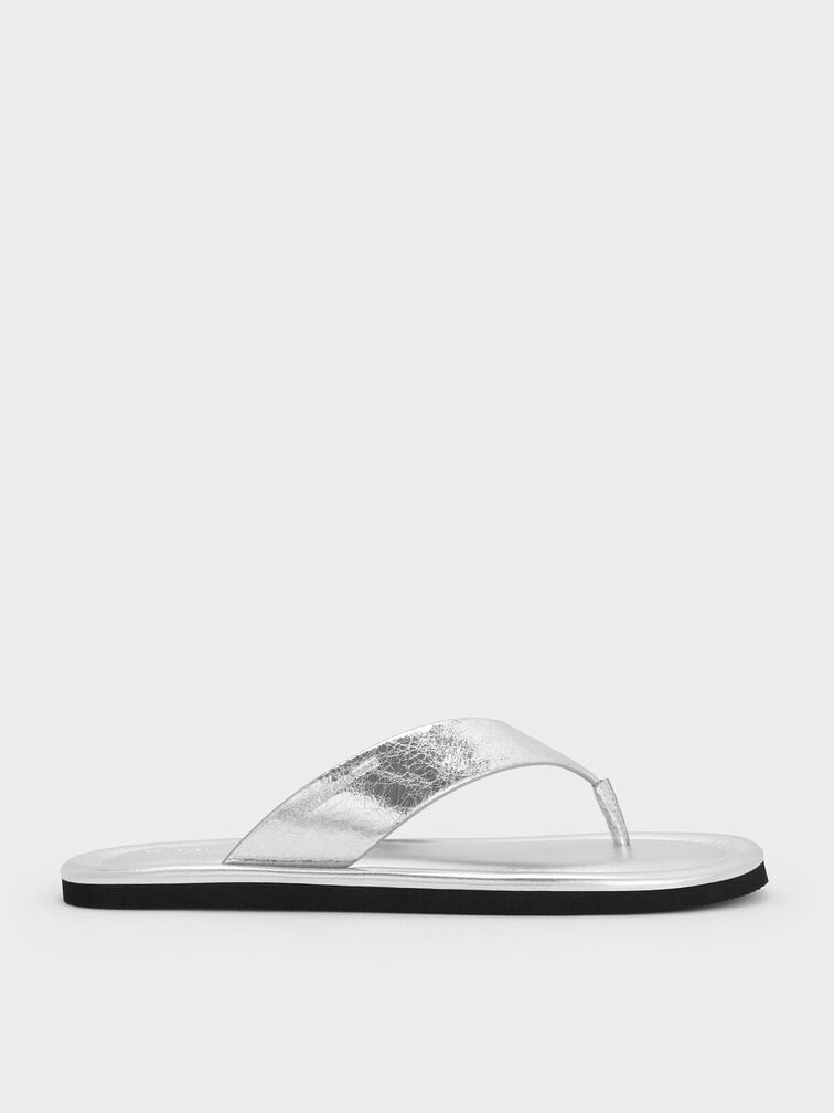 CHARLES & KEITH Trinah 金属褶皱夹趾凉鞋