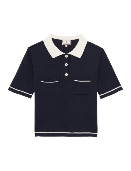 蓝色法兰 polo 衫