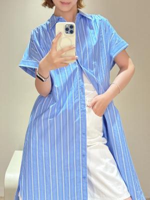条纹衬衫裙