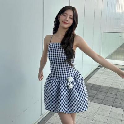 格纹塔夫绸迷你连衣裙