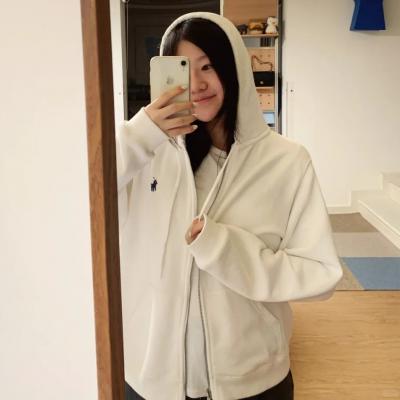 棉质拉链卫衣 象牙白
