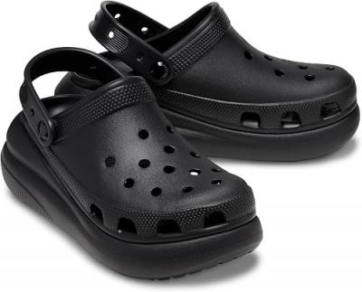 Crocs 经典泡芙黑色厚底洞洞鞋