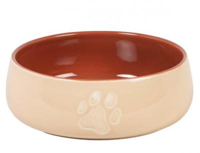 Patoune 复古白棕拼色陶瓷猫狗碗