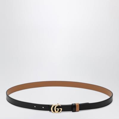 Gucci GG Marmont 皮带 黑色/米色
