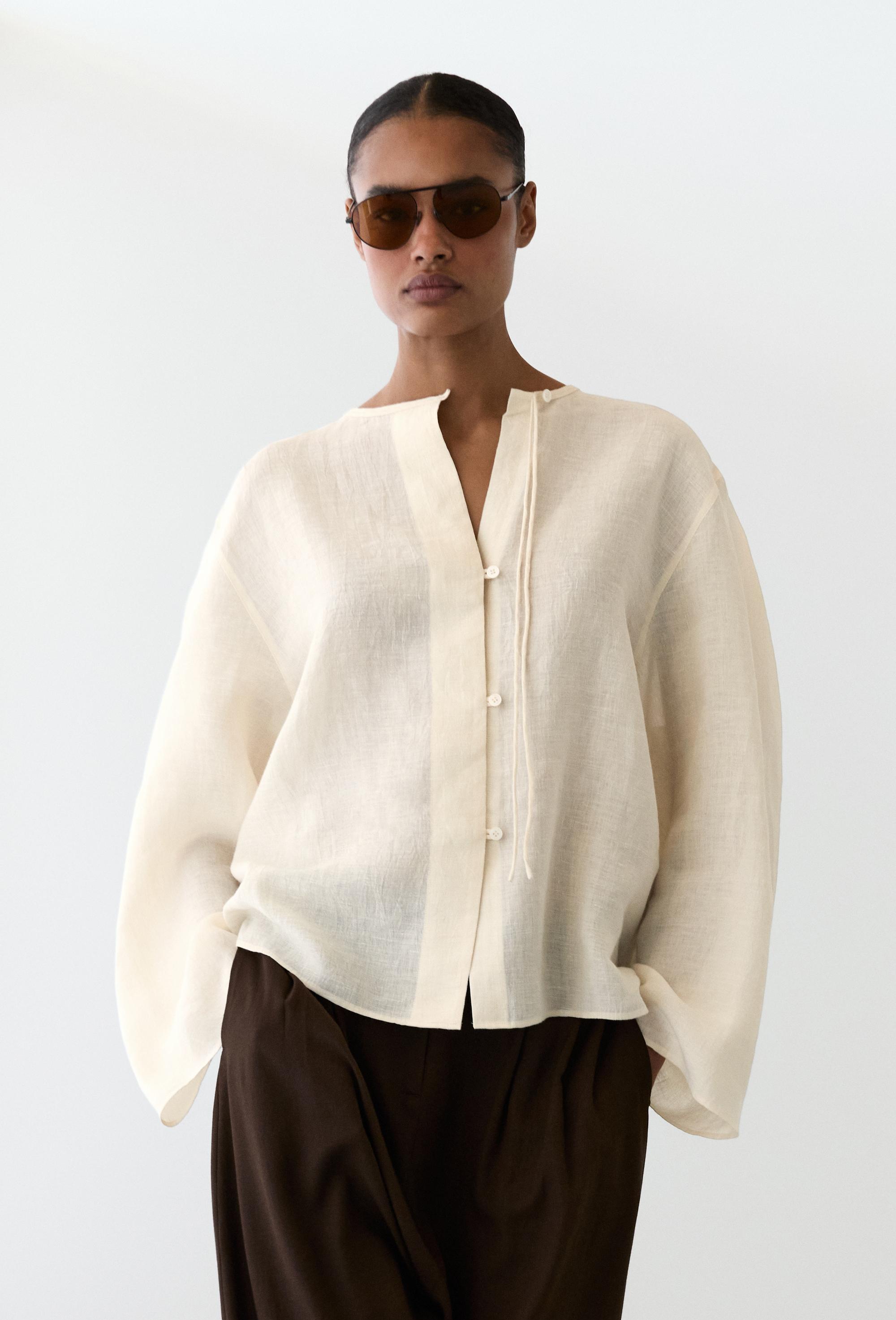 Massimo Dutti 100%亚麻衬衫 香草色
