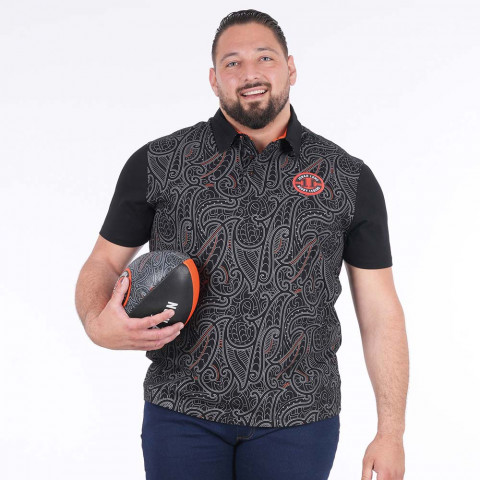 黑色Ruckfield Jonah Lomu短袖 polo - 大号S到5XL