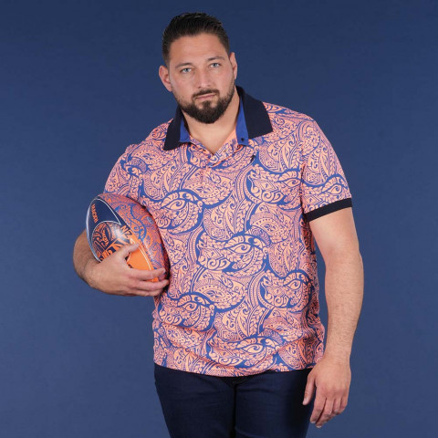 鲜橙色Ruckfield Maori Rugby短袖 polo - 大号S到5XL