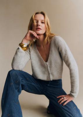 Sezane Barry 超级小山羊毛开衫 灰色