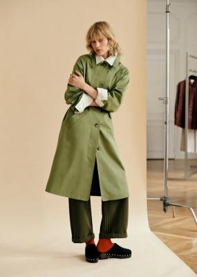 Sezane Clyde 卡其色有机棉大衣