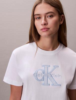Calvin Klein LV047F829GYAF 字母贴饰T恤