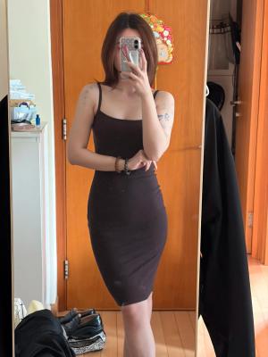 Soft Lounge Midi Slip Dress 黑色连衣裙