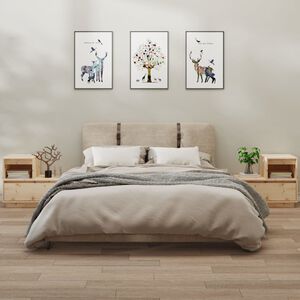 vidaXL 灰色松木床头柜 2件套 60x34x51 cm