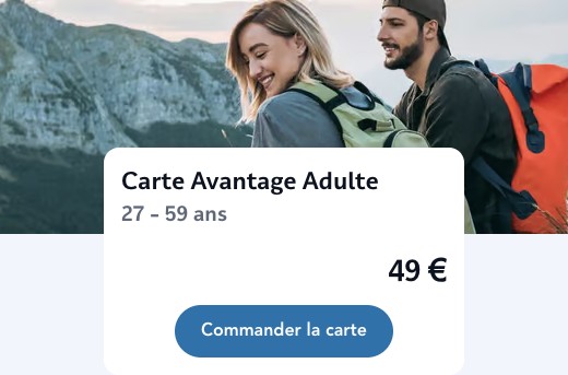 Carte Avantage Adulte（27–59 岁）