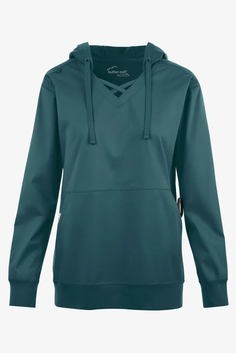 Butter-soft STRETCH Women's 4-Pocket Pullover Scrub Hoodie