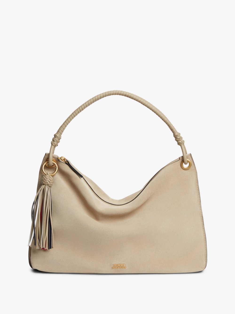 Suede Tassel Logo Shoulder Bag
