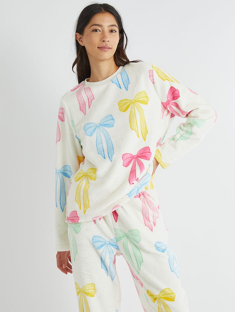Multicolour Bow Twosie Fleece Pyjama Set