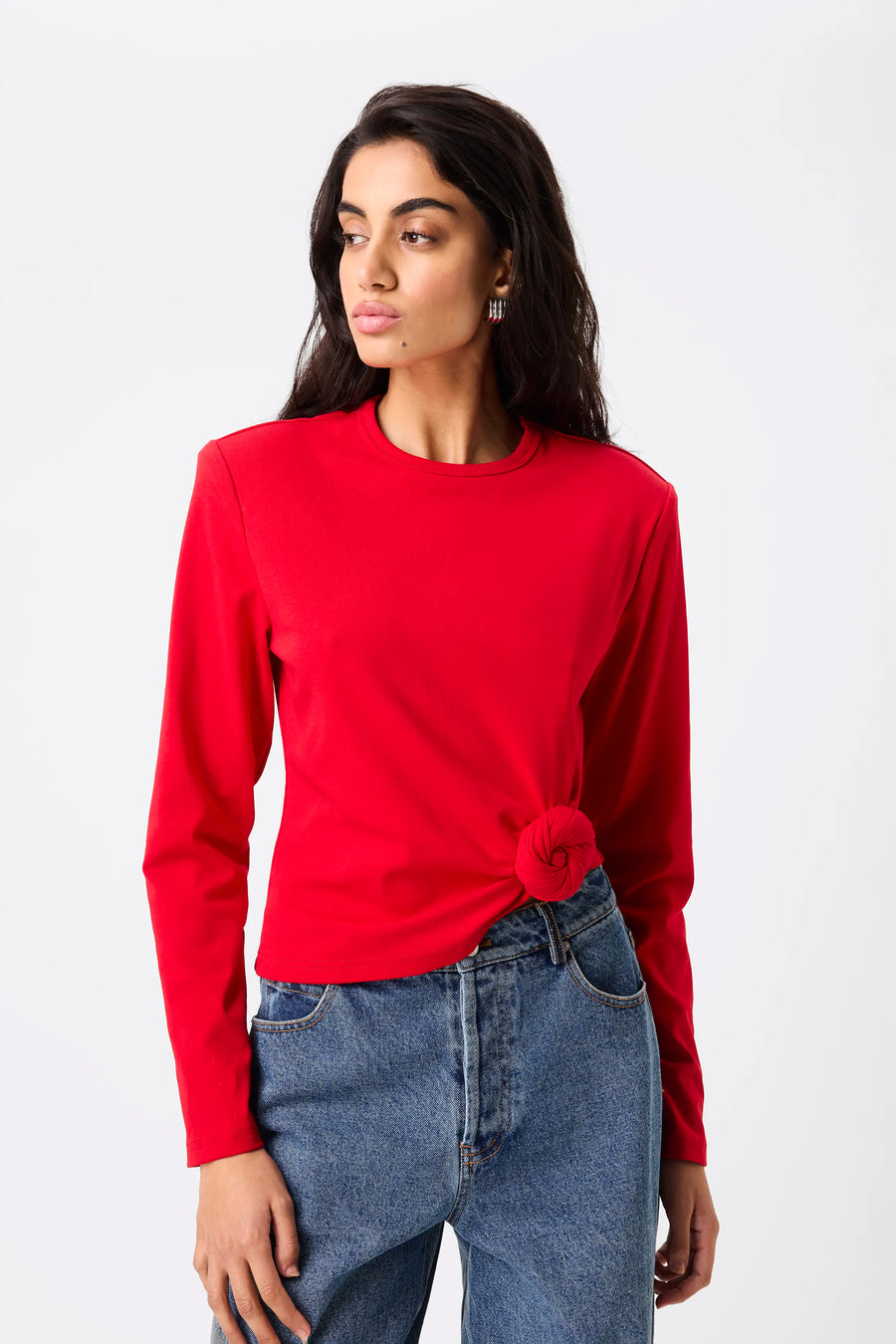 Tied & True Long Sleeve Top · Red