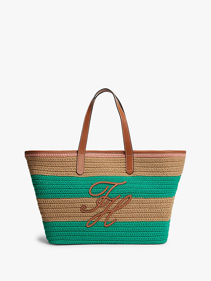 Woven Stripe Logo Appliqué Tote Bag