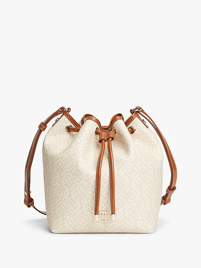 TH Monoplay Crossbody Drawstring Bucket Bag