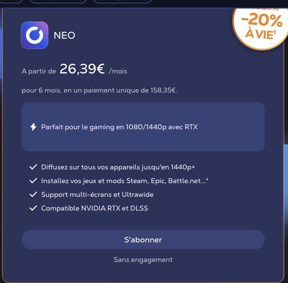 Shadow PC NEO 云游戏订阅