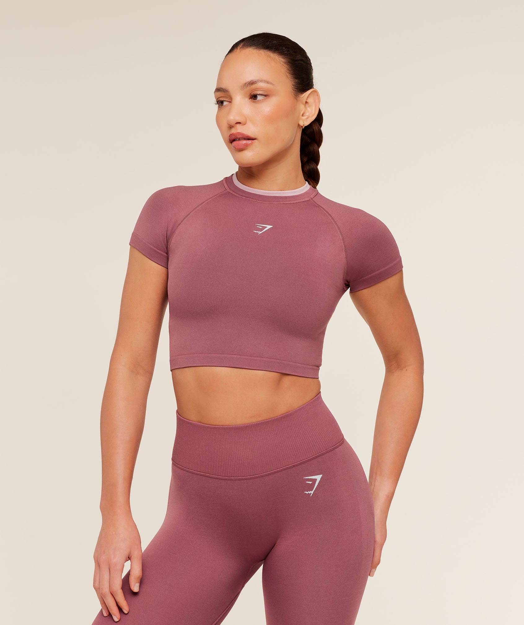 Interval Seamless Short Sleeve Crop Top 无缝短袖短上衣
