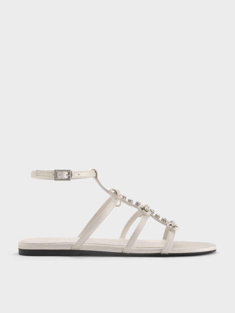CHARLES & KEITH 蝴蝶结水钻踝带凉鞋