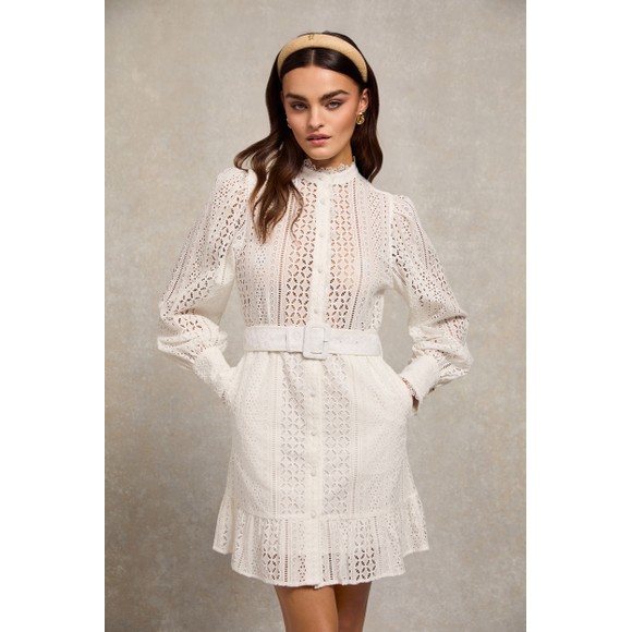 Holland Cooper Collarless Broderie Mini Dress