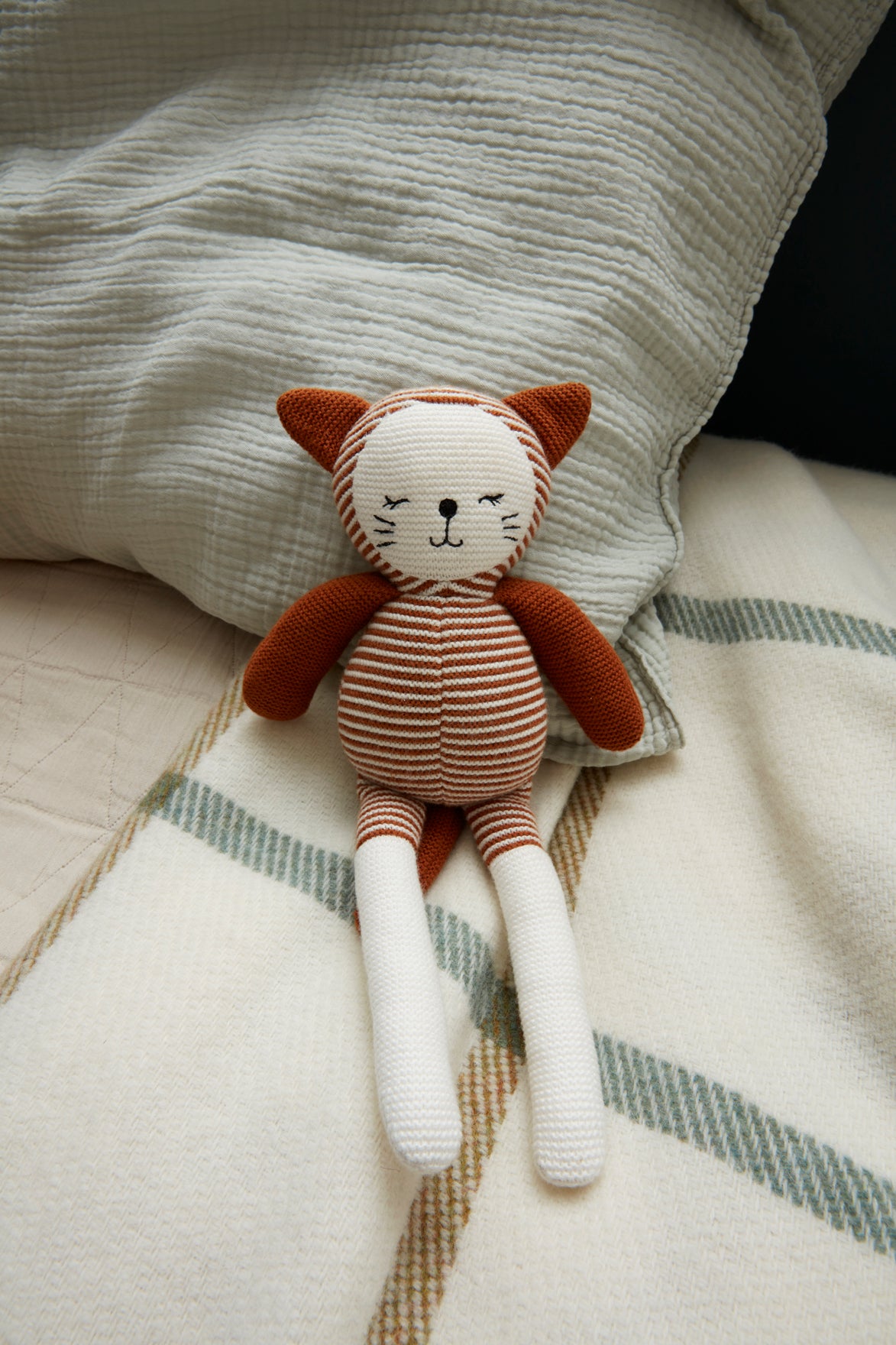 亚麻混棉小猫安抚巾