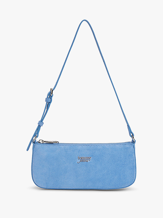 Suede Metal Logo Shoulder Bag