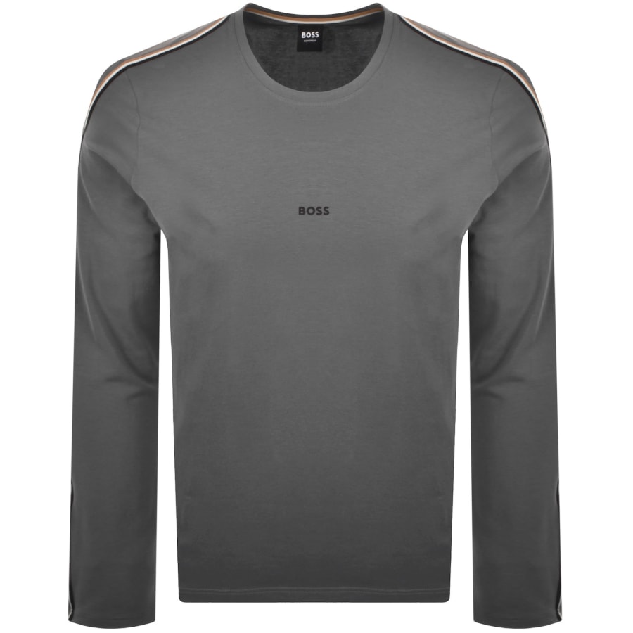 BOSS Unique Long Sleeve T Shirt Grey