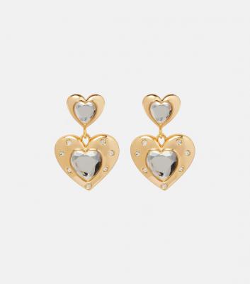 Heart 水晶装饰耳环 金色