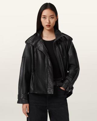 Serne 宽松皮夹克 黑色