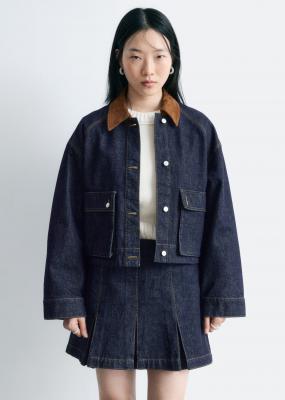 短款绒领牛仔夹克