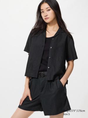 亚麻混纺短袖衬衫