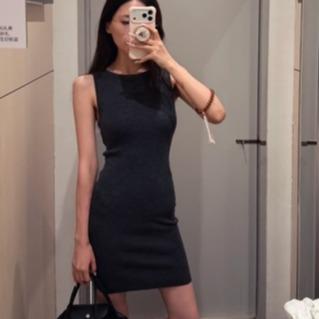 无缝美利奴羊毛迷你连衣裙 炭灰色