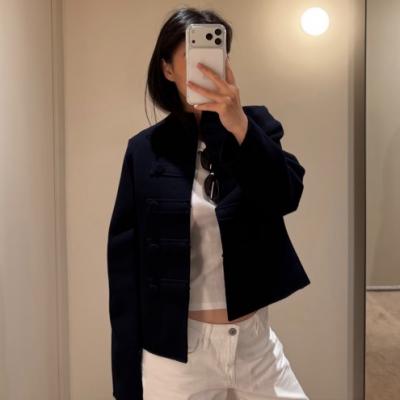 双面羊毛制服夹克 藏青色